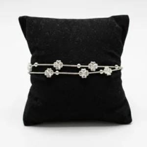 dupla srebrna narukvica sa elementima deteline 925