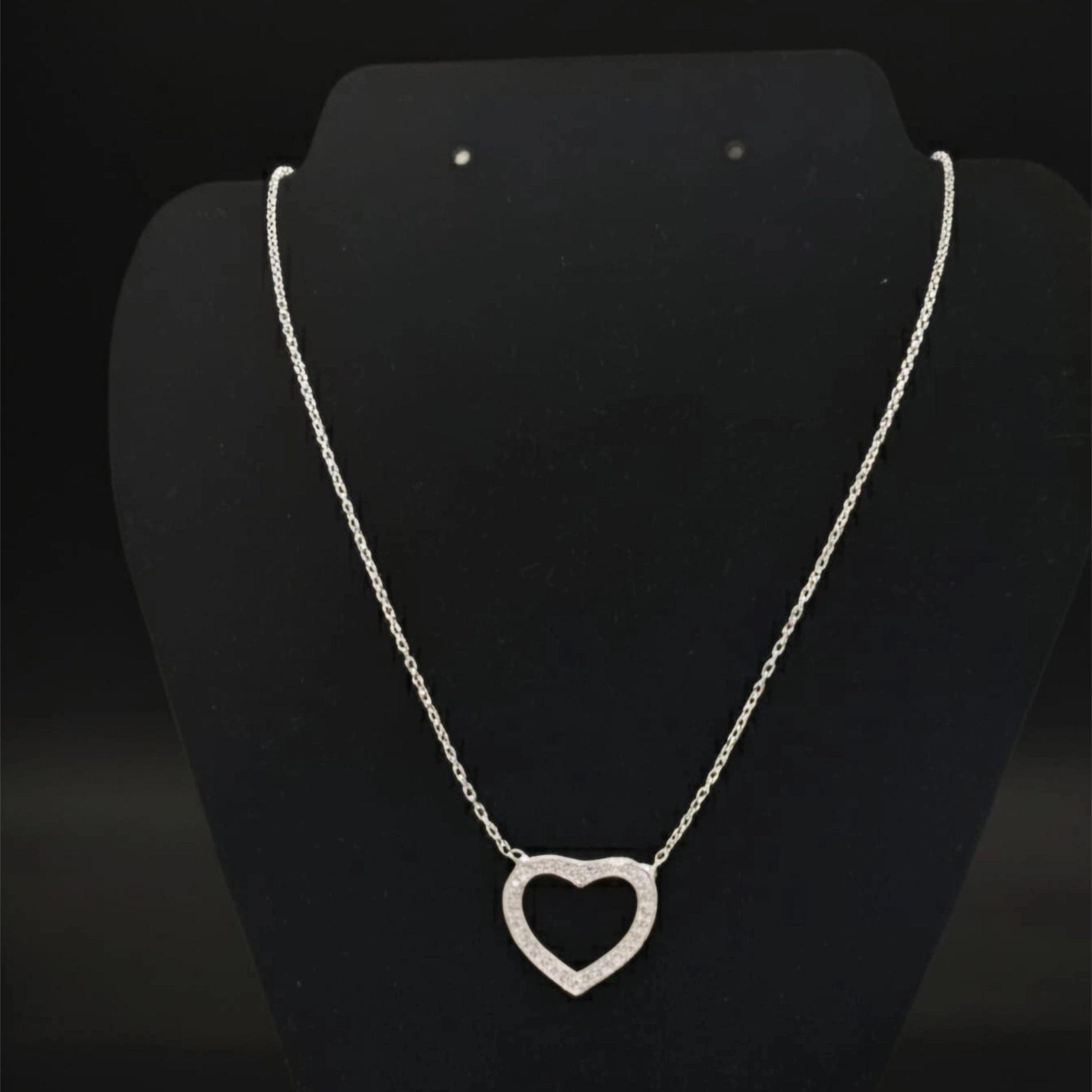 Srebrna ogrlica "Blještavo srce" 925, 40+5cm, privezak 13x16mm - Слика 2