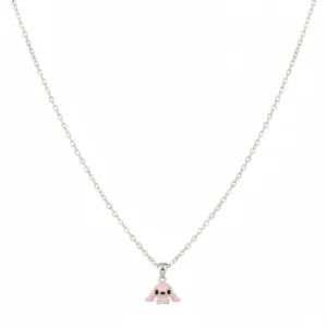 Srebrna ogrlica Pink Stitch 925 za decu sa roze emajlom