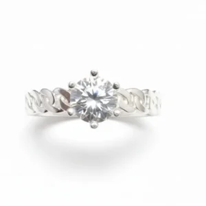 Srebrni prsten kraljevski čvor sa pletenim radom na narukvici i velikim centralnim kristalom u ležištu sa šest krapni.