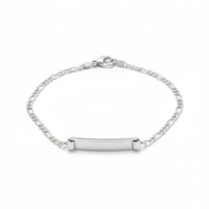 Muška srebrna narukvica Urban plate sa Figaro vezom i glatkom centralnom pločicom od srebra 925 na beloj pozadini.