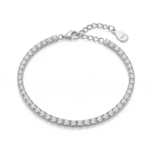 Premium srebrna narukvica Tenis rodijum 925 sa visokim sjajem na beloj pozadini