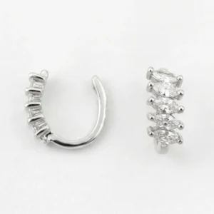 Srebrne ear cuff minđuše sa cirkonima u obliku lista od srebra 925