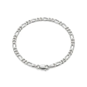 Srebrna figaro narukvica od poliranog srebra 925 širine 3 mm