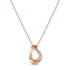 Srebrna ogrlica Rose Gold Drop sa asimetričnim priveskom u obliku kapljice od srebra 925